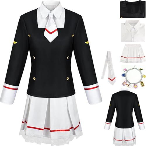 HSZCSMGS Cardcaptor Cosplay Kostüm Kurzen Rock Top Perücke Uniform Set Limeiling Cosplay Kostüm Halloween-Party (Schwarz, XXL) von HSZCSMGS