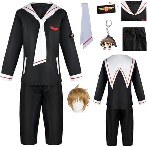 HSZCSMGS Cardcaptor Cosplay Kostüm Top Hosen Perücke Uniform Set Lisyaoran Cosplay Kostüm Halloween-Party (Schwarz + Perücke, XS) von HSZCSMGS