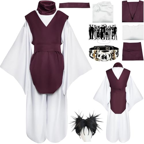 HSZCSMGS Choso Cosplay Kostüm Top Hosen Zubehör Choso Perücke Set Mahito Cosplay Kostüm Halloween-Party (Lila + Perücke, XS) von HSZCSMGS