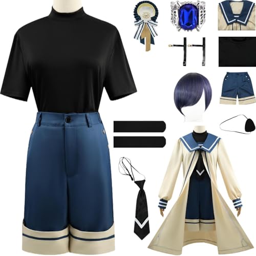 HSZCSMGS Ciel Phantomhive Cosplay Kostüm Mantel Hose Perücke Scallop Anzug Ciel Phantomhive Kostüm Halloween-Party (Grau + Perücke, XL) von HSZCSMGS