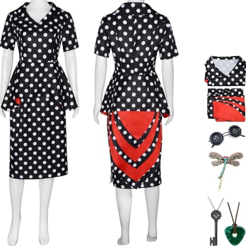 HSZCSMGS Coraline Cosplay Kostüm Kleid Perücke Zubehör Set Coraline Kostüm Halloween Party (Schwarz, S) von HSZCSMGS