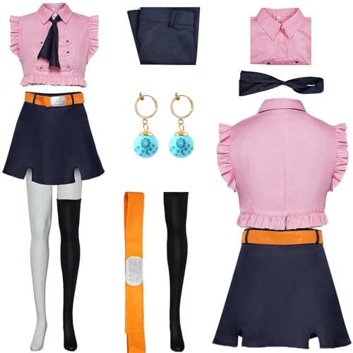 HSZCSMGS Elizabeth Liones Cosplay Kostüm Top Kurzen Rock Ohrringe Perücke Set Meliodas Cosplay Kostüm Halloween Party (Rosa, XS) von HSZCSMGS