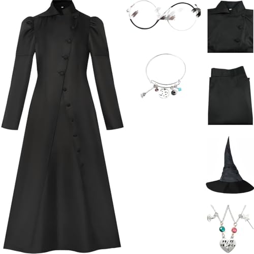 HSZCSMGS Elphaba Kostüm Damen Brille Rock Outfit Halloween Party Elphaba Cosplay Kostüm Glinda Kostüm (Schwarz, XXL) von HSZCSMGS