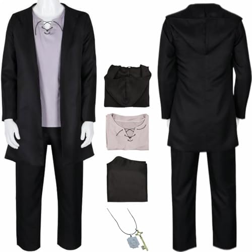 HSZCSMGS Eren Yeager Cosplay Kostüm Mantel Hosen Perücke Set Eren Yeager Kostüm Halloween-Party (Schwarz, XXL) von HSZCSMGS