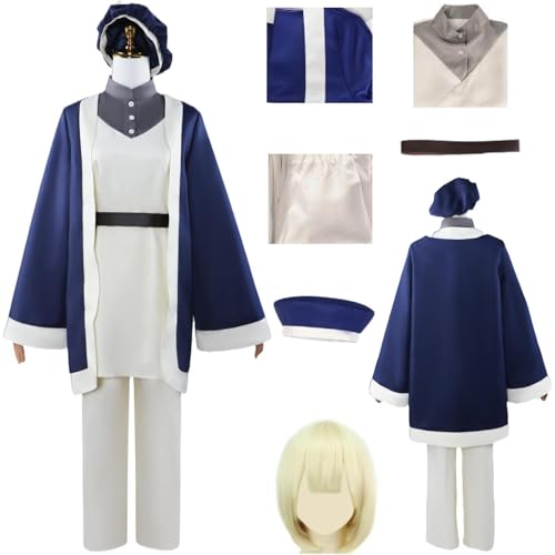 HSZCSMGS Falin Touden Cosplay Kostüm Top Hosen Perücke Set Marcille Donato Cosplay Kostüm Halloween Party (Blau + Perücke, S) von HSZCSMGS