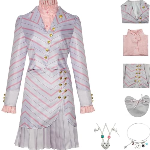 HSZCSMGS Film Glinda Cosplay Kostüm Glinda Kostüm Erwachsene Rock Halskette Set Glenda Cosplay Halloween Party (Grau, M) von HSZCSMGS