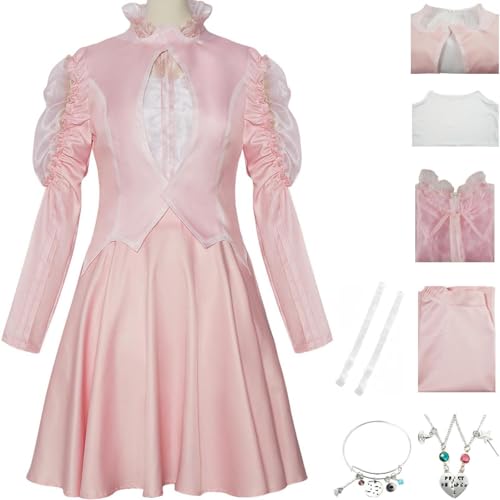 HSZCSMGS Film Glinda Cosplay Kostüm Glinda Kostüm Erwachsene Rock Halskette Set Halloween Party Glenda Cosplay Kostüm (Rosa, XS) von HSZCSMGS