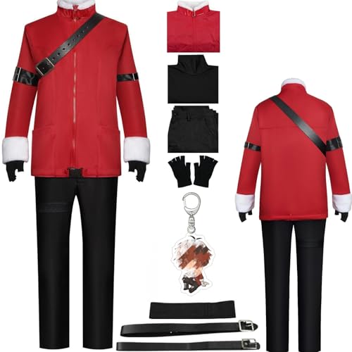 HSZCSMGS Frieren Beyond Journey'send Cosplay Kostüm Mantel Hose Perücke Set Heiter Cosplay Kostüm Halloween Party (Rot+A, XL) von HSZCSMGS