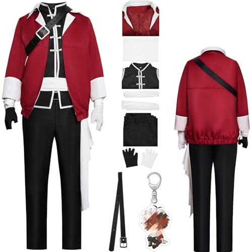HSZCSMGS Frieren Beyond Journey'send Cosplay Kostüm Mantel Hose Perücke Set Heiter Cosplay Kostüm Halloween Party (Rot, XXXL) von HSZCSMGS
