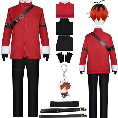 HSZCSMGS Frieren Beyond Journey'send Cosplay Kostüm Mantel Hose Perücke Set Heiter Cosplay Kostüm Halloween Party (Rot + A+Perücke, XXXL) von HSZCSMGS