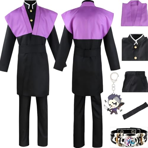 HSZCSMGS Genya Shinazugawa Cosplay Kostüm Top Hosen Perücke Uniform Set Halloween Party Kostüm Shinazugawa Genya Cosplay Kostüm (Schwarz, M) von HSZCSMGS