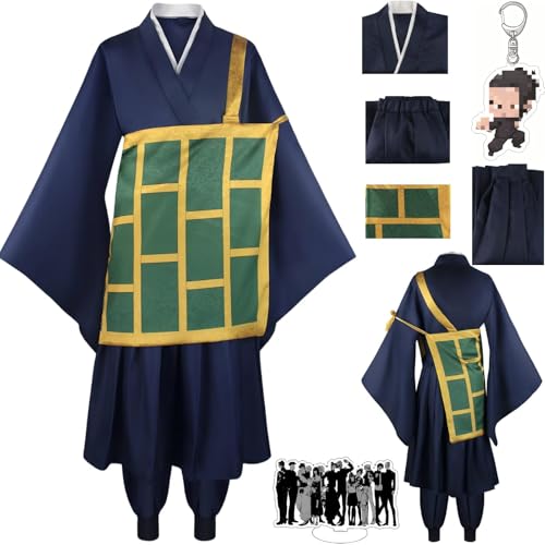 HSZCSMGS Geto Suguru Cosplay Kostüm Hosen Top Perücke Set Suguru Geto Cosplay Kostüm Halloween-Party (Blau, L) von HSZCSMGS