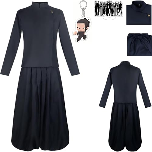 HSZCSMGS Geto Suguru Cosplay Kostüm Hosen Top Perücke Set Suguru Geto Cosplay Kostüm Halloween-Party (Schwarz+A, XL) von HSZCSMGS
