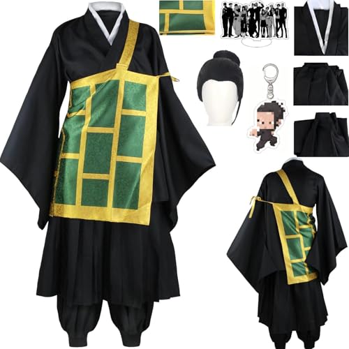 HSZCSMGS Geto Suguru Cosplay Kostüm Hosen Top Perücke Set Suguru Geto Cosplay Kostüm Halloween-Party (Schwarz + Perücke, XS) von HSZCSMGS