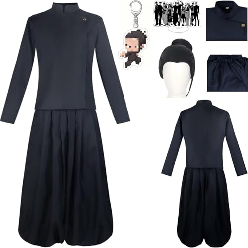 HSZCSMGS Geto Suguru Cosplay Kostüm Hosen Top Perücke Set Suguru Geto Cosplay Kostüm Halloween-Party (Schwarz +A+ Perücke, L) von HSZCSMGS