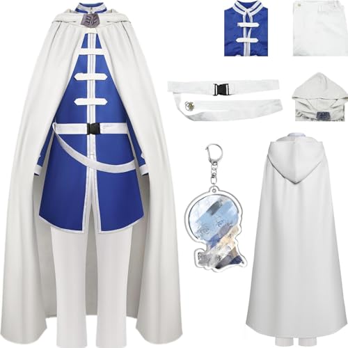 HSZCSMGS Heiterhimmel Cosplay Kostüm Cape Top Hosen Perücke Set Frieren Beyond Journey'send Cosplay Kostüm Halloween Party (Weiß, M) von HSZCSMGS