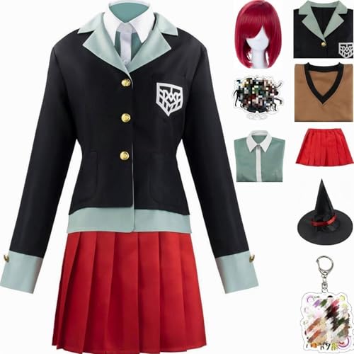 HSZCSMGS Himiko Yumeno Cosplay Kostüm Hemd Hut Rock Uniform Anzug Tenko Chabashira Cosplay Halloween-Party (Schwarz + Perücke, XXXL) von HSZCSMGS