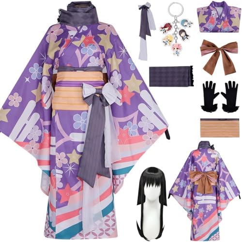 HSZCSMGS Homuraakemi Cosplay Kostüm Mantel Perücke Zubehör Uniform Set Halloween Party Madoka Magica Cosplay Kostüm (Lila + Perücke, XXXL) von HSZCSMGS