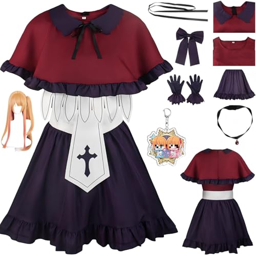 HSZCSMGS Hoshino Rubii Cosplay Kostüm Top Rock Zubehör Set Oshinoko Cosplay Kostüm Halloween-Party (Rot + Perücke, M) von HSZCSMGS