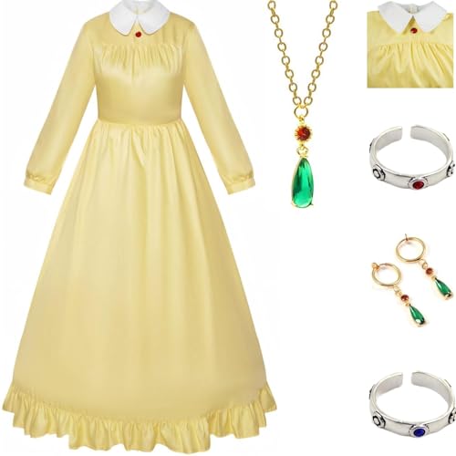 HSZCSMGS Howls Cosplay Kostüm Kleid Howl Ring Halskette Set Das Howls Movingcastle Cosplay Kostüm Halloween Party (Gelb, XXL) von HSZCSMGS