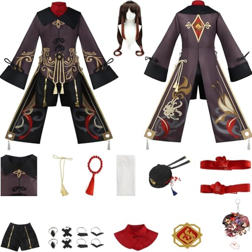 HSZCSMGS Hutao Cosplay Kostüm Mantel Shorts Zubehör Hutao Perücke Set Kamisato Ayato Cosplay Kostüm Halloween-Party (Grau + Perücke, S) von HSZCSMGS