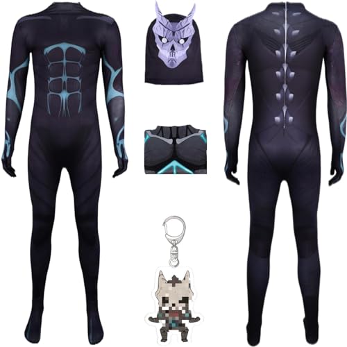 HSZCSMGS Kaiju8 Cosplay Kostüm Body Maske Schlüsselanhänger Set Hibinokafka Cosplay Kostüm Halloween-Party (Schwarz, M) von HSZCSMGS