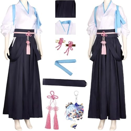 HSZCSMGS Kamisato Ayato Cosplay Kostüm Top Hosen Ayat Perücke Set Kamisatoayaka Cosplay Kostüm Halloween-Party (Weiß, XXXL) von HSZCSMGS