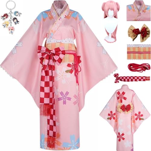 HSZCSMGS Kaname Madoka Cosplay Kostüm Mantel Zubehör Kaname Madoka Perücke Set Madoka Magica Cosplay Kostüm Halloween-Party (Rosa + Perücke, S) von HSZCSMGS