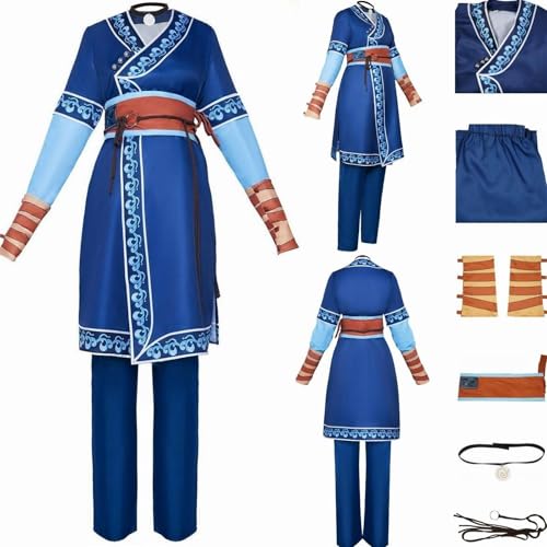 HSZCSMGS Katara Cosplay Kostüm Hose Top Anzug Aang Cosplay Kostüm Halloween Weihnachten Party (Blau, klein) von HSZCSMGS