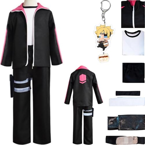 HSZCSMGS Kawaki Cosplay Kostüm Mantelhose Boruto Perücke Set Boruto Cosplay Kostüm Halloween-Party (Schwarz, M) von HSZCSMGS