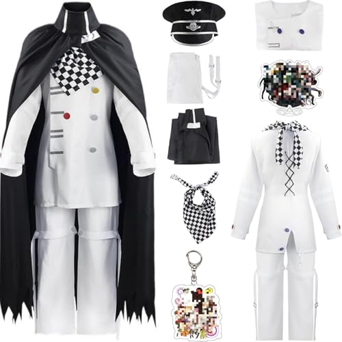 HSZCSMGS Kokichi Ouma Cosplay Kostüm Top Hosen Cape Perücke Set Unisex Kokichi Cosplay Halloween-Party (Weiß+1, S) von HSZCSMGS