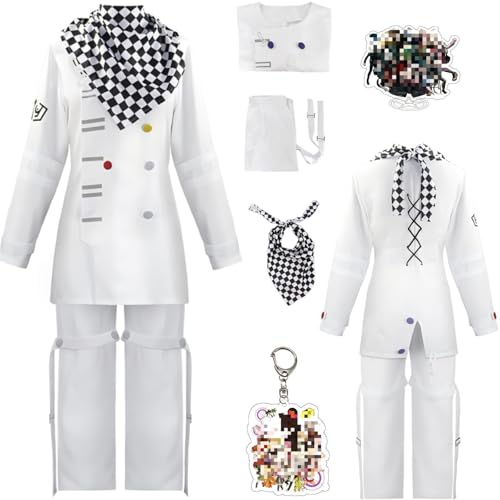 HSZCSMGS Kokichi Ouma Cosplay Kostüm Top Hosen Cape Perücke Set Unisex Kokichi Cosplay Halloween-Party (Weiß, XXL) von HSZCSMGS