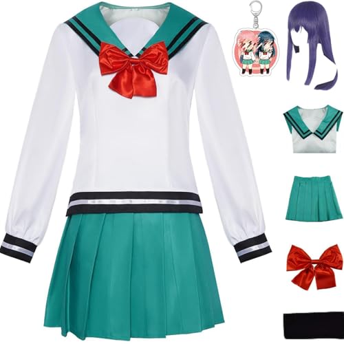 HSZCSMGS Kokomi Teruhashi Cosplay Kostüm Top Rock Socken Uniform Set Saikikusuo Cosplay Kostüm Halloween-Party (Weiß + Perücke, XS) von HSZCSMGS
