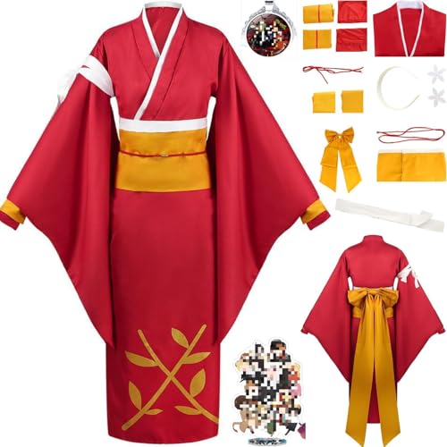 HSZCSMGS Kyoukaizumi Cosplay Kostüm Mantel Zubehör Perücke Set Dazai Cosplay Kostüm Halloween-Party (Rot, M) von HSZCSMGS