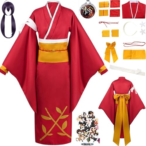 HSZCSMGS Kyoukaizumi Cosplay Kostüm Mantel Zubehör Perücke Set Dazai Cosplay Kostüm Halloween-Party (Rot + Perücke, M) von HSZCSMGS