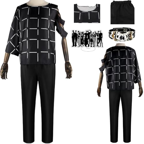 HSZCSMGS Mahito Cosplay Kostüm Top Hosen Mahito Perücke Set Choso Cosplay Kostüm Halloween-Party (Schwarz, M) von HSZCSMGS