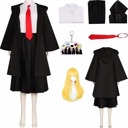 HSZCSMGS Mashle Cosplay Kostüm Hemd Mantel Rock Anzug Mashle Magieand Muskeln Cosplay Kostüm Halloween-Party (Schwarz + Perücke, M) von HSZCSMGS