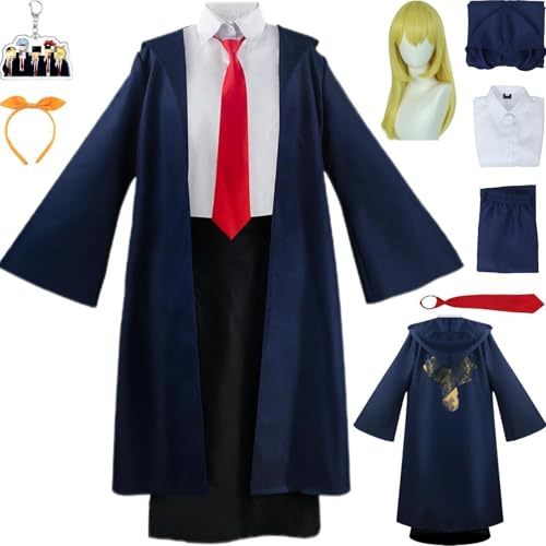 HSZCSMGS Mashle Cosplay Kostüm Hemdkleid Mashle Perückenset Mashle Magieand Muskeln Rollenspielkostüm Halloween-Party (Blau + Perücke, XS) von HSZCSMGS