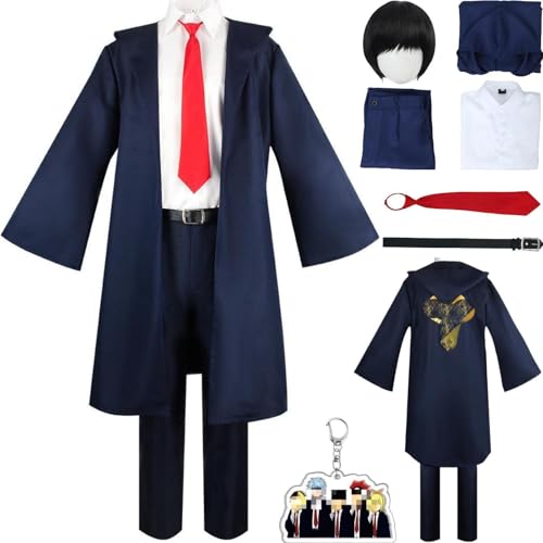 HSZCSMGS Mashle Magieand Muskeln Cosplay Kostüm Mantel Hosen Mashle Perücke Set Mashle Cosplay Kostüm Halloween Party (Blau + Perücke, M) von HSZCSMGS