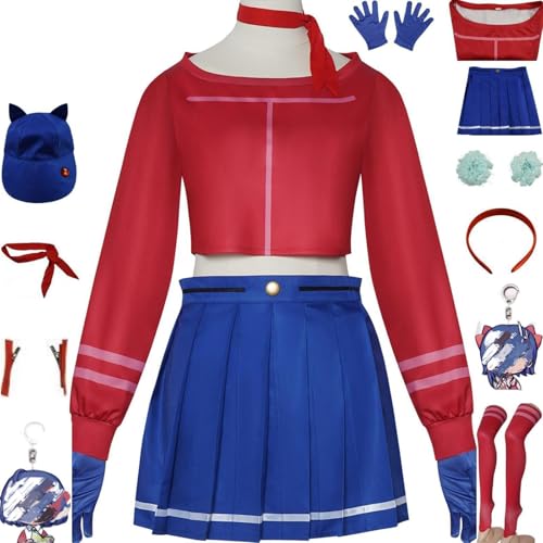 HSZCSMGS MiSidemita Cosplay Kostüm Kurzen Rock MiSide Perücke Set Halloween Party MiSide Cosplay Kostüm (Rot, M) von HSZCSMGS