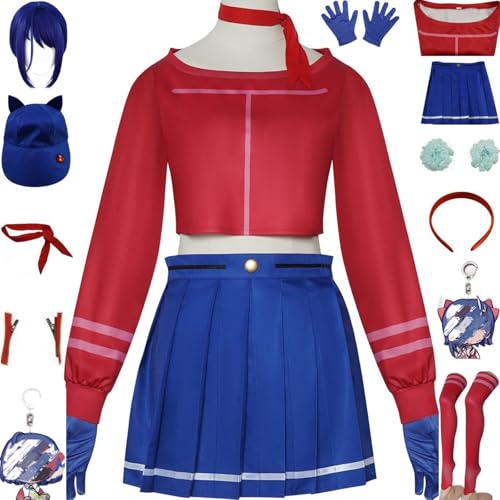 HSZCSMGS MiSidemita Cosplay Kostüm Kurzen Rock MiSide Perücke Set Halloween Party MiSide Cosplay Kostüm (Rot + Perücke, XL) von HSZCSMGS