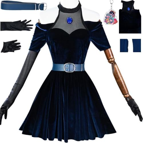 HSZCSMGS Mizi Cosplay Kostüm Kleid Handschuhe Socken Mizi Perücke Set Alienstage Cosplay Kostüm Halloween Party (Blau, XXL) von HSZCSMGS