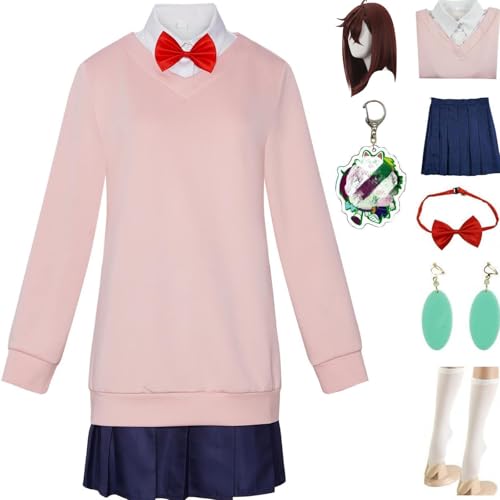 HSZCSMGS Momoayase Cosplay Kostüm Top Rock Perücke Set Shiratori Aira Cosplay Kostüm Halloween-Party (Rosa + Perücke, XXL) von HSZCSMGS