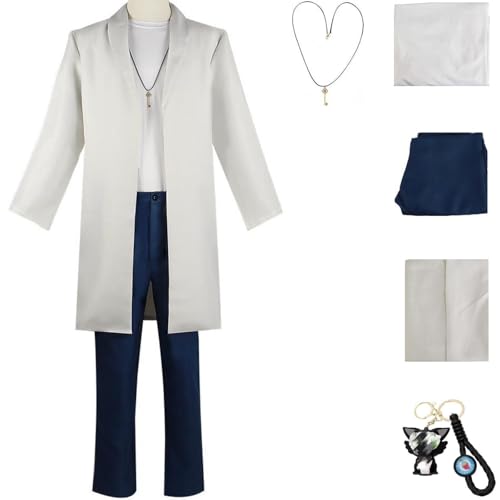HSZCSMGS Munakatasota Cosplay Kostüm Mantel Hose Halskette Uniform Set Perücke Optional Iwatosuzume Cosplay Halloween-Party (Weiß, XXL) von HSZCSMGS