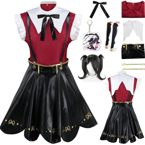 HSZCSMGS Needy Girl Overdose Cosplay Kostüm Top Rock Zubehör Perücke Set Needy Streamer Overload Cosplay Kostüm Halloween Party (Schwarz + Perücke, XXL) von HSZCSMGS