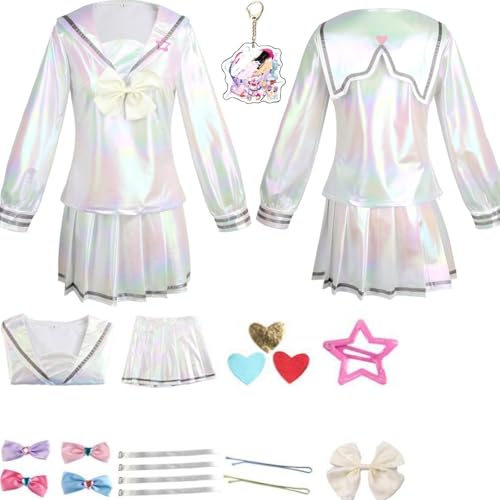 HSZCSMGS Needy Girl Overdose Cosplay Kostüm Top Rock Zubehör Perücke Set Needy Streamer Overload Cosplay Kostüm Halloween Party (Weiß, S) von HSZCSMGS