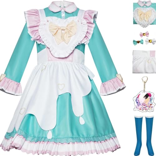 HSZCSMGS Needy Girloverdose Cosplay Kostüm Kleid Dienstmädchen Kostüm Perücke Set Needy Streamer Overload Kostüm Halloween Party (Grün, XXXL) von HSZCSMGS