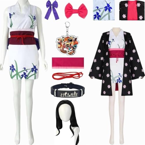 HSZCSMGS Nicorobin Cosplay Kostüm Mantel Kleid Halskette Perücke Set Sanji Cosplay Kostüm Halloween-Party (Weiß + Perücke, M) von HSZCSMGS