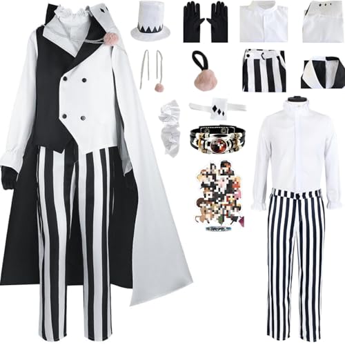 HSZCSMGS Nikolaigogol Cosplay Kostüm Hosen Weste Cape Zubehör Gogol Perücke Set Dazai Cosplay Kostüm Halloween-Party (Weiß, XL) von HSZCSMGS