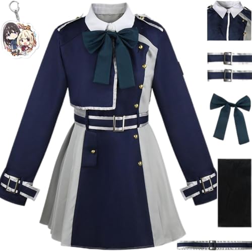 HSZCSMGS Nishikigi Chisato Cosplay Kostüm Rock Perücke Top Outfit Lycorisrecoil Cosplay Kostüm Inoue Takina Kostüm Halloween-Party (Blau, L) von HSZCSMGS
